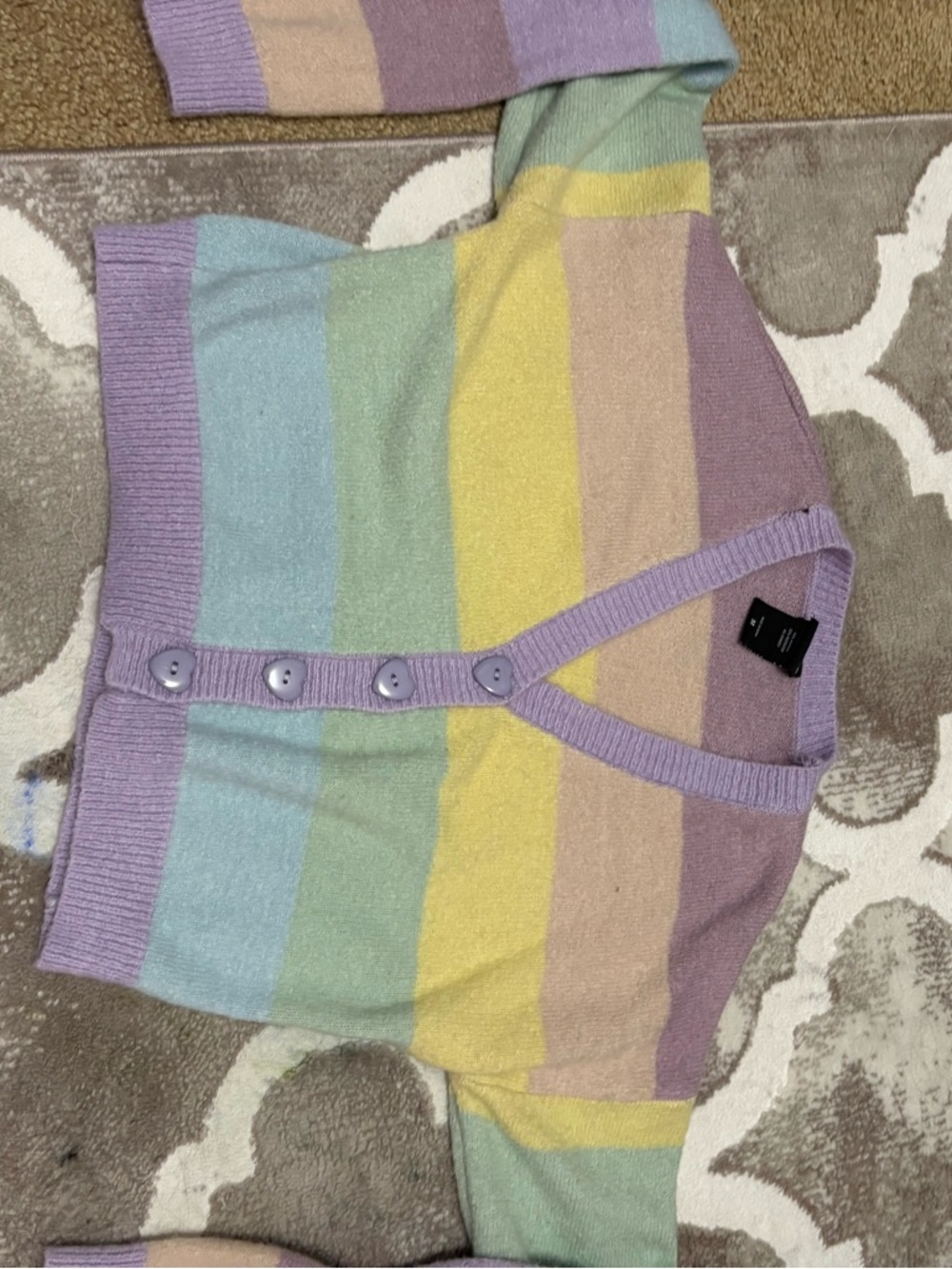 Hot Topic Pastel Rainbow Striped Button-Up Cardigan